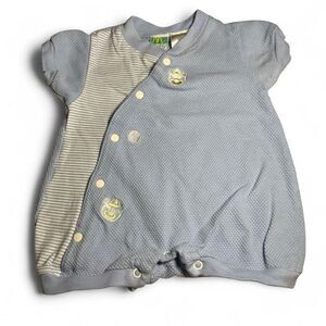 McBaby Boy Romper 9 Months Blue Short Sleeve Cotton Snap Kidcore VTG/Y2K Play